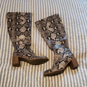 Target Black and White Patterned Heeled Boots